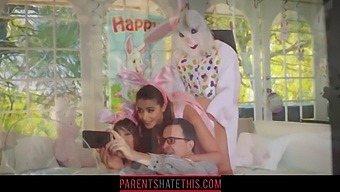 Young Girl Engages In Taboo Roleplay With Her Uncle, Dressed As Easter Bunny