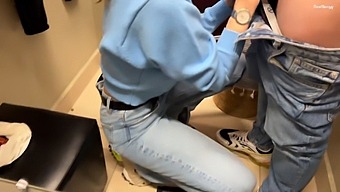 Jeans Try-On Session Ends With A Real Creampie In The Fitting Room. Feralberryy