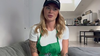 Barista Gives A Special Coffee To Her Lover And A Hot Sex On The Side While Her Boyfriend Is At Work.